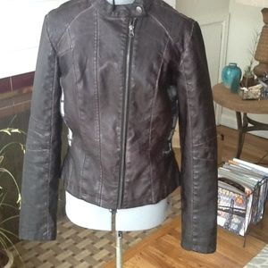 BERNARDO faux leather  Brown moto jacket